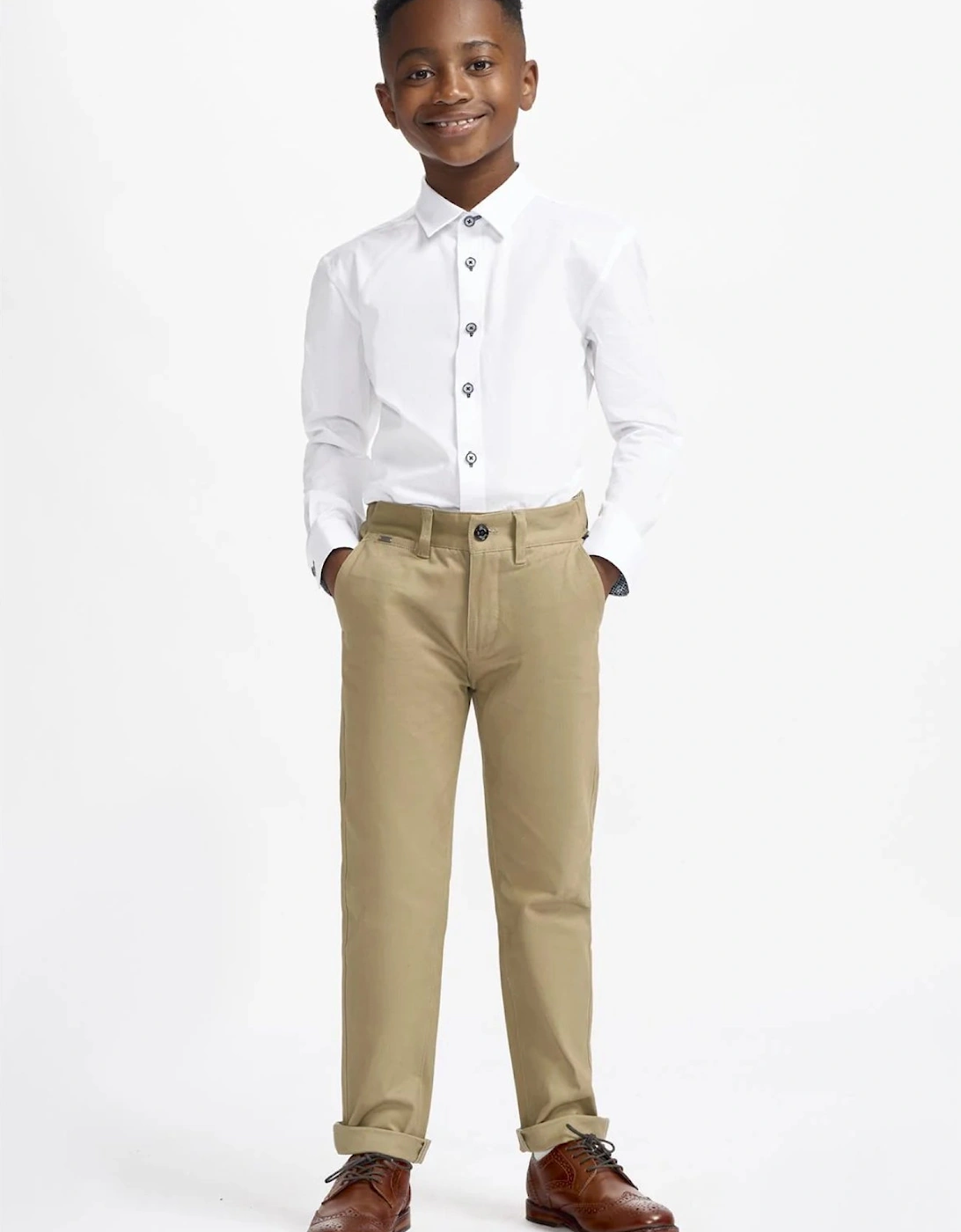 Boys White Occasion Button Down Shirt