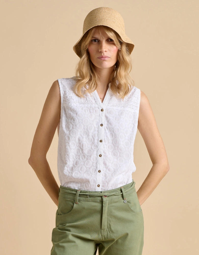 Women's Buoy Sleeveless Blouse White