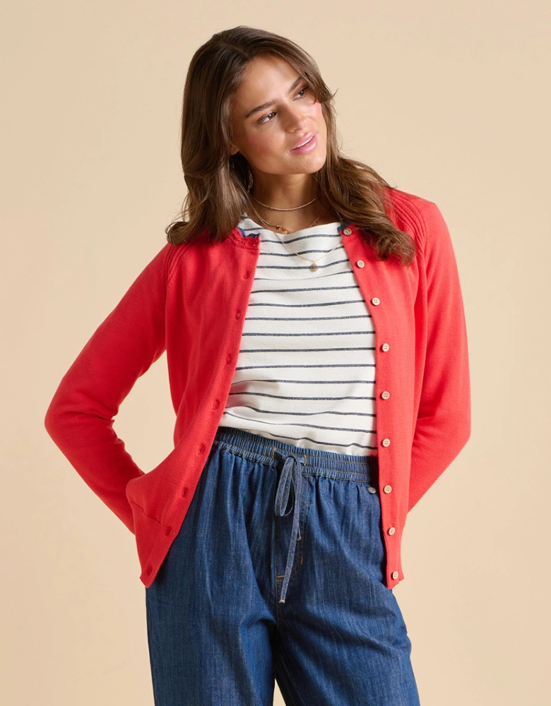 Women's Frill Neck Cardigan Red