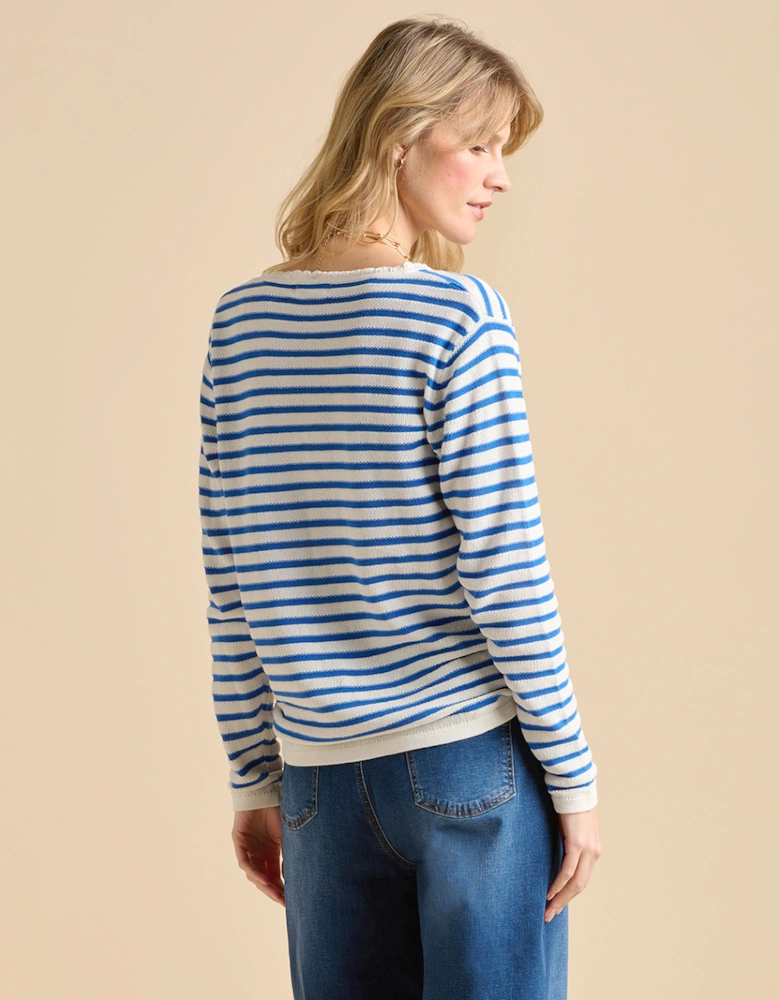 Women's Scallop Neck Knitted Jumper Blue