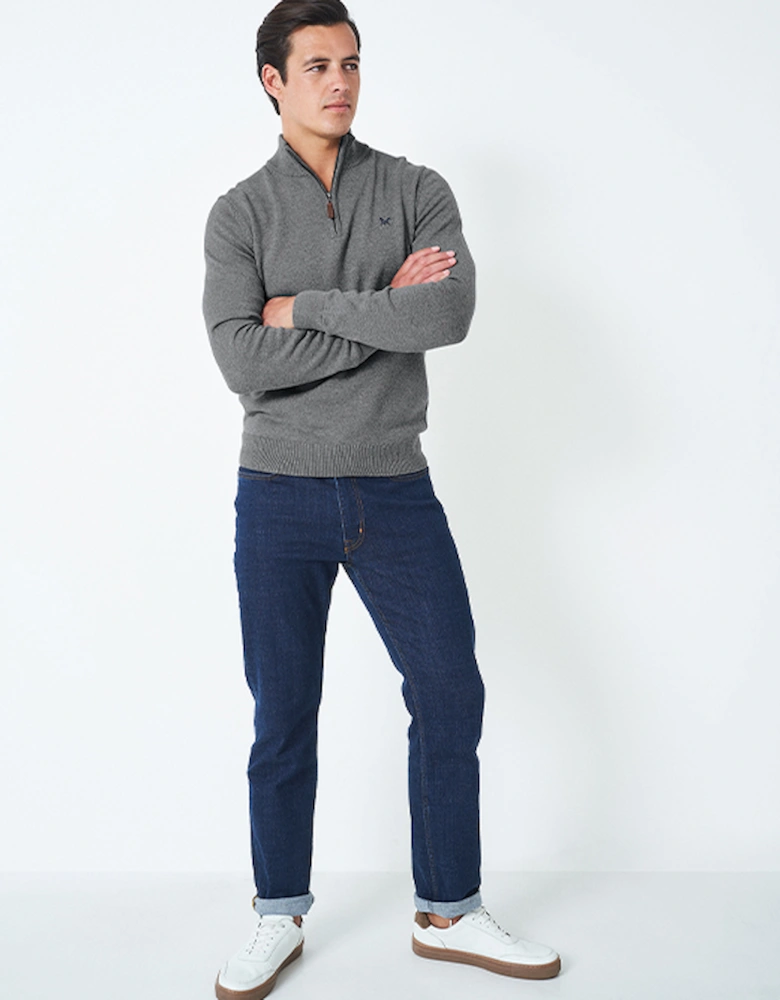 Men's Classic Half Zip Knit Grey Marl