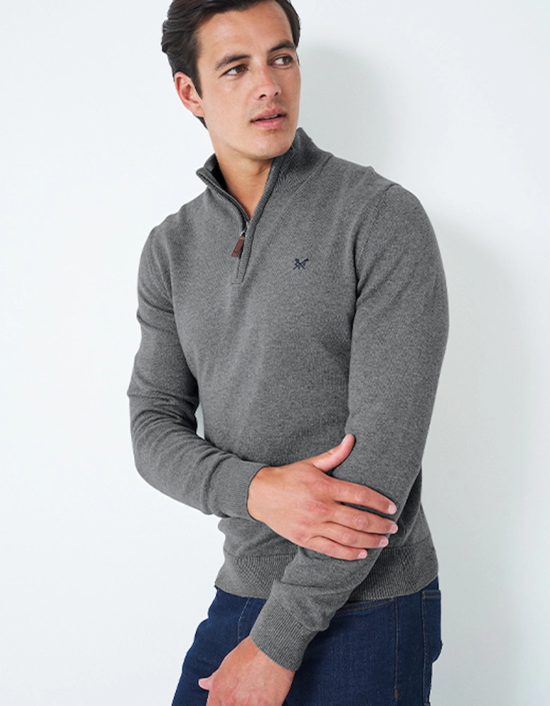 Men's Classic Half Zip Knit Grey Marl