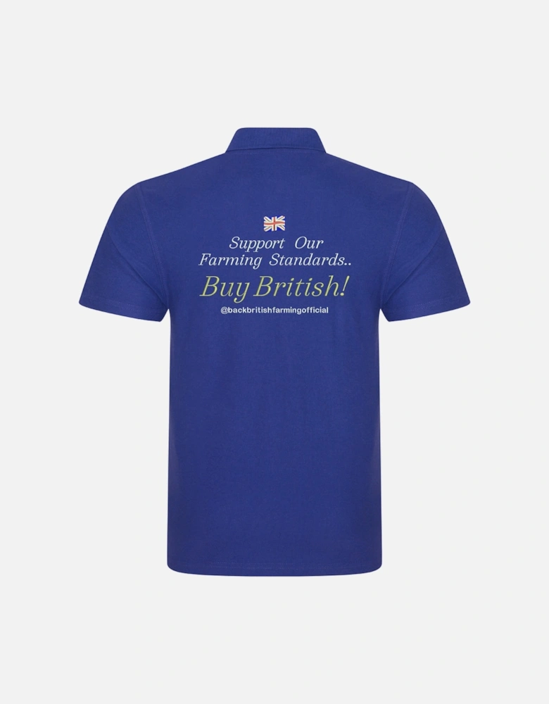 Back British Farming Men's Support Our Standards Buy British Polo Shirt Purple