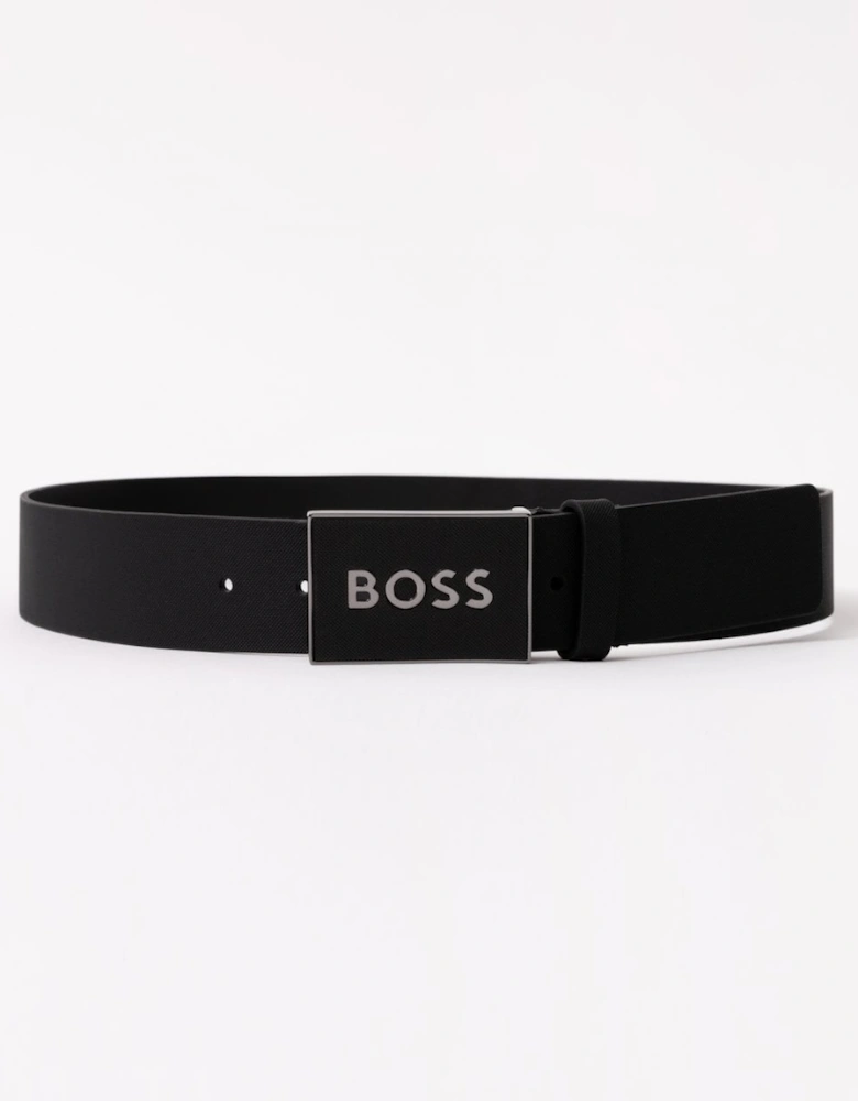 BOSS Orange Icon-S1 Mens Plaque-Buckle Belt In Italian Leather