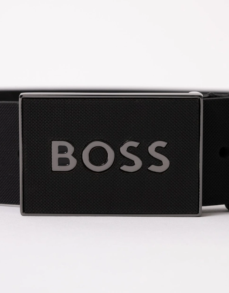 BOSS Orange Icon-S1 Mens Plaque-Buckle Belt In Italian Leather