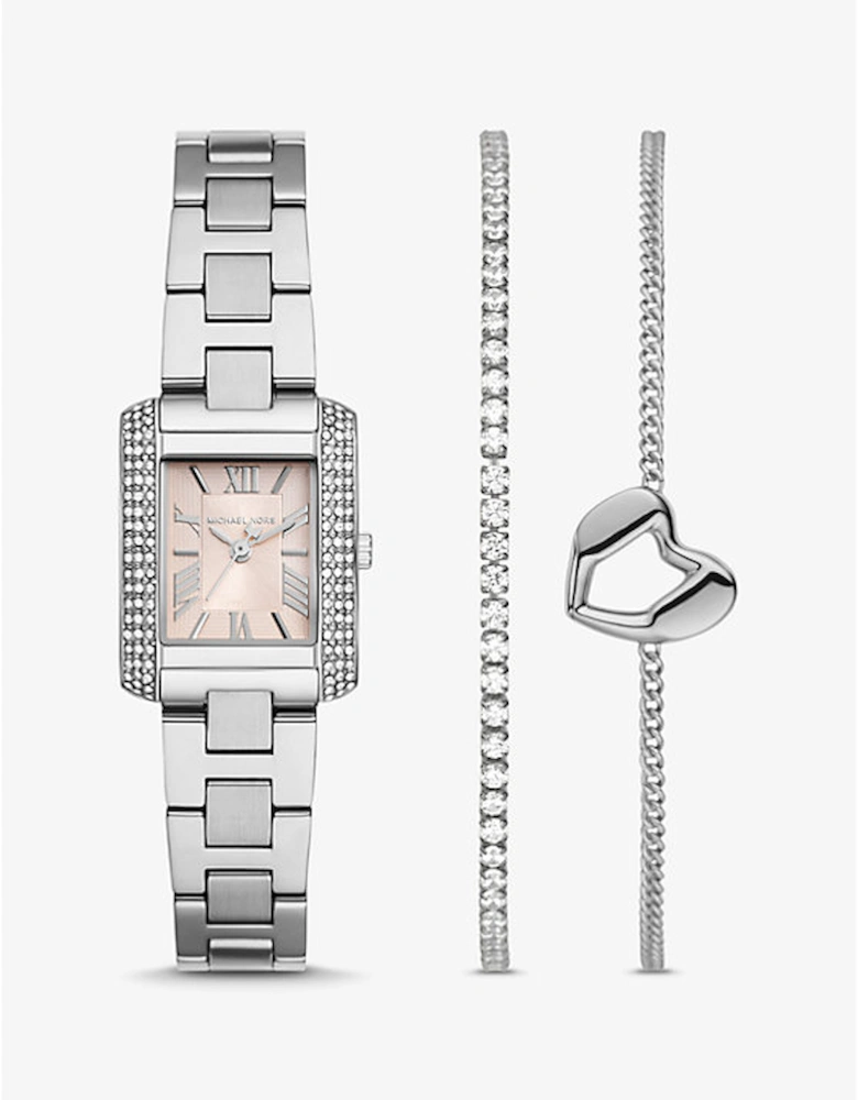 Mini Emery Silver-Tone Watch and Bracelet Gift Set