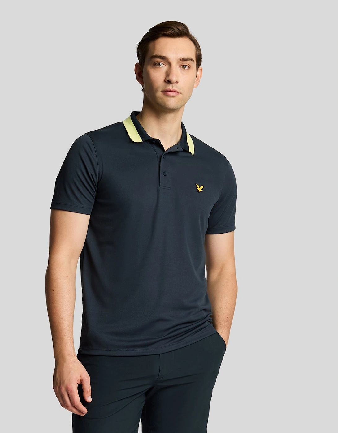 Lyle And Scott Men's Black Golf Tipped Collar Polo Shirt - : 40/Regular L