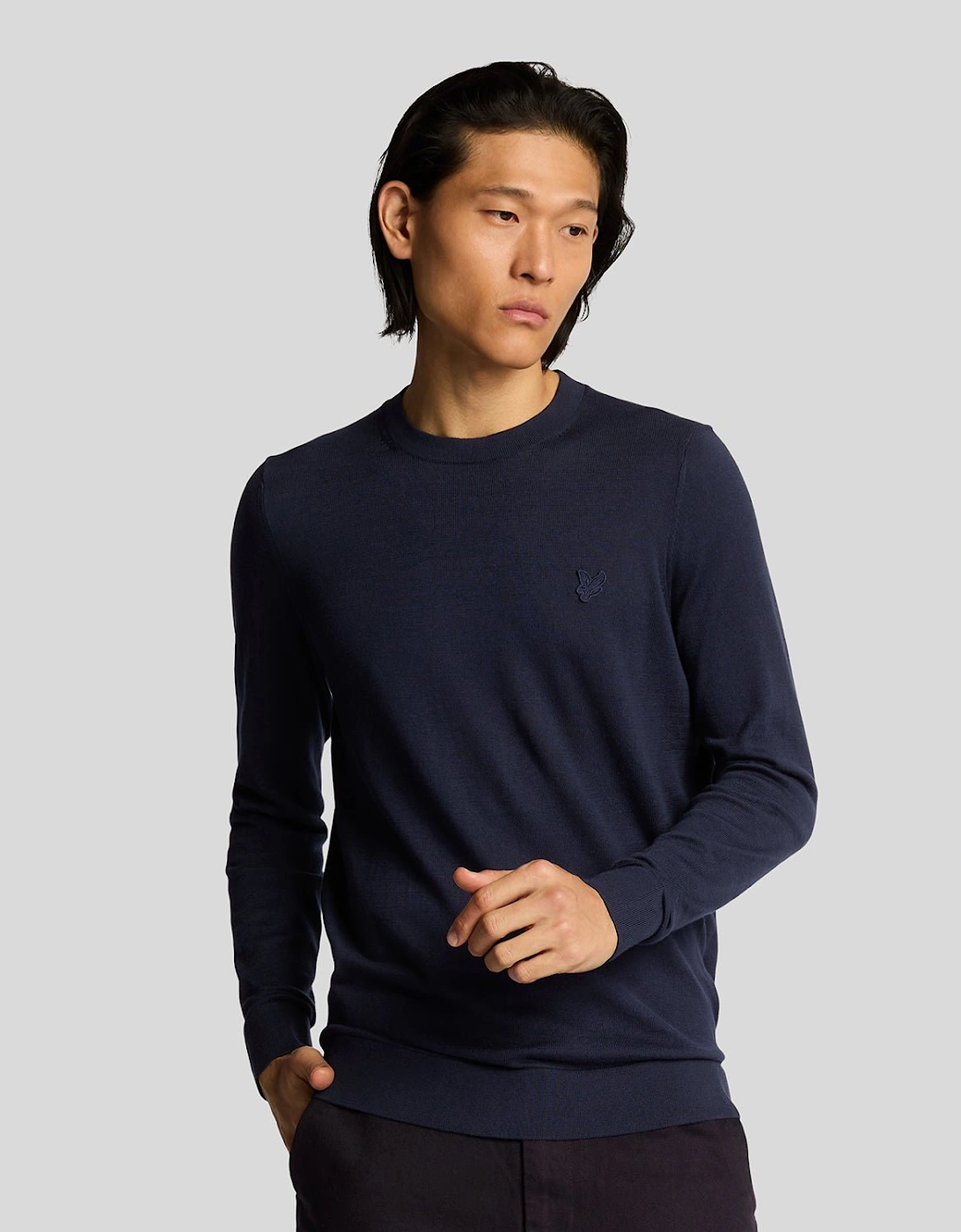 Lyle And Scott Men's Superfine Cotton Crew Neck Jumper - Navy - Size: 38