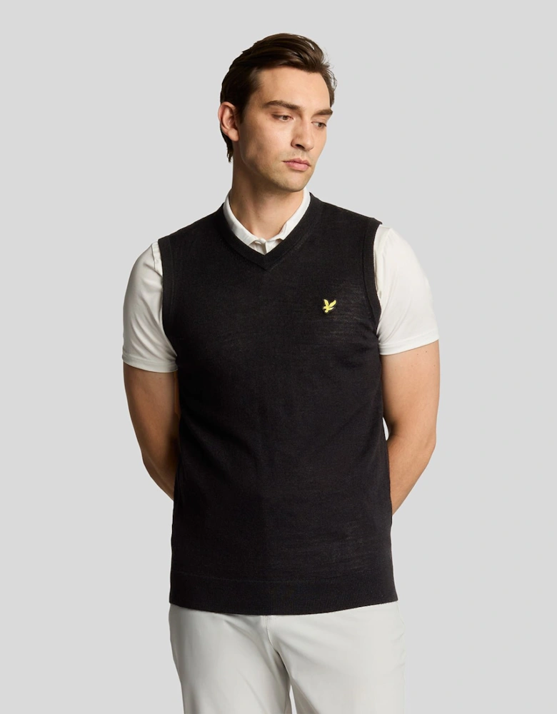 Golf Merino Blend Knitted V-Neck Vest