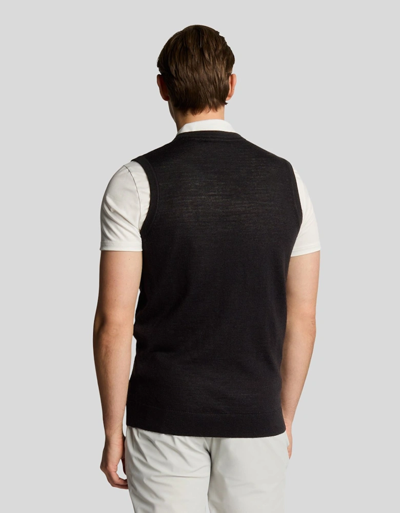 Golf Merino Blend Knitted V-Neck Vest