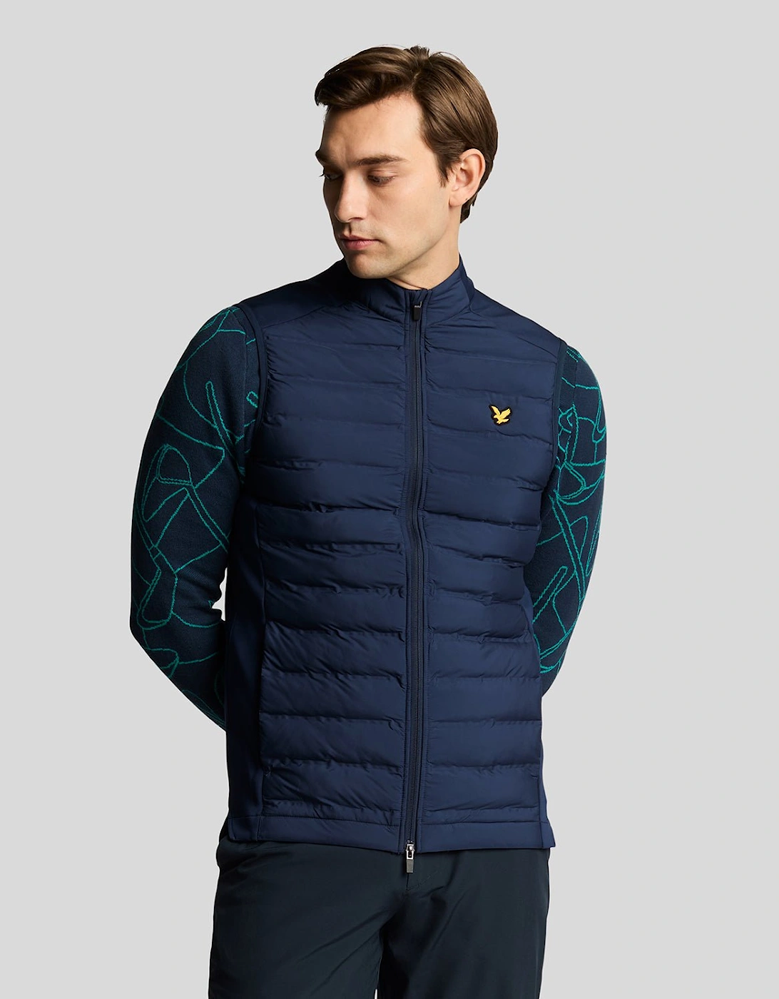 Lyle And Scott Men's Hybrid Quilted Gilet - Blue - Size: Regular/34