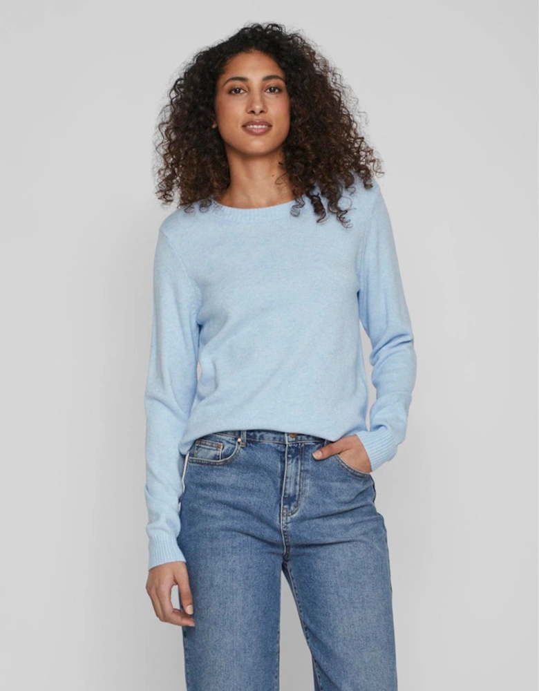 Viril O-Neck Long Sleeve Knit Top Kentucky Blue