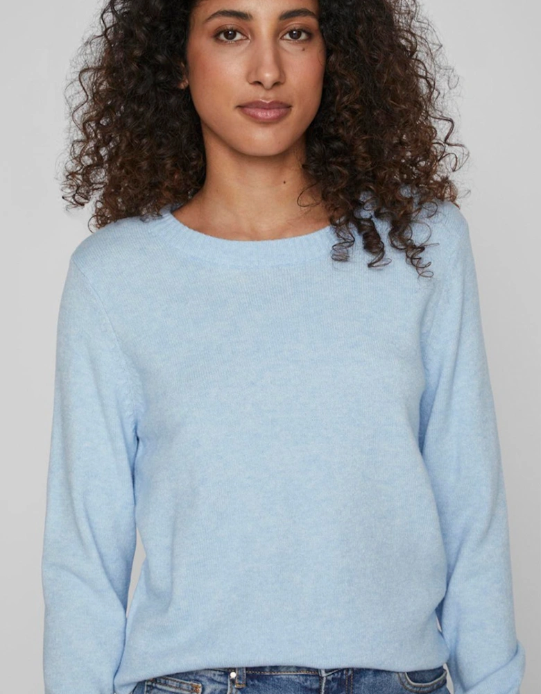 Viril O-Neck Long Sleeve Knit Top Kentucky Blue