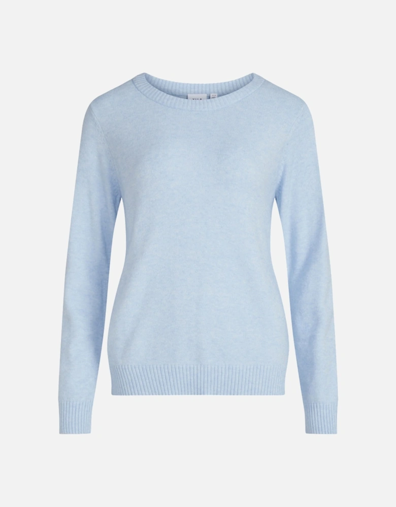 Viril O-Neck Long Sleeve Knit Top Kentucky Blue