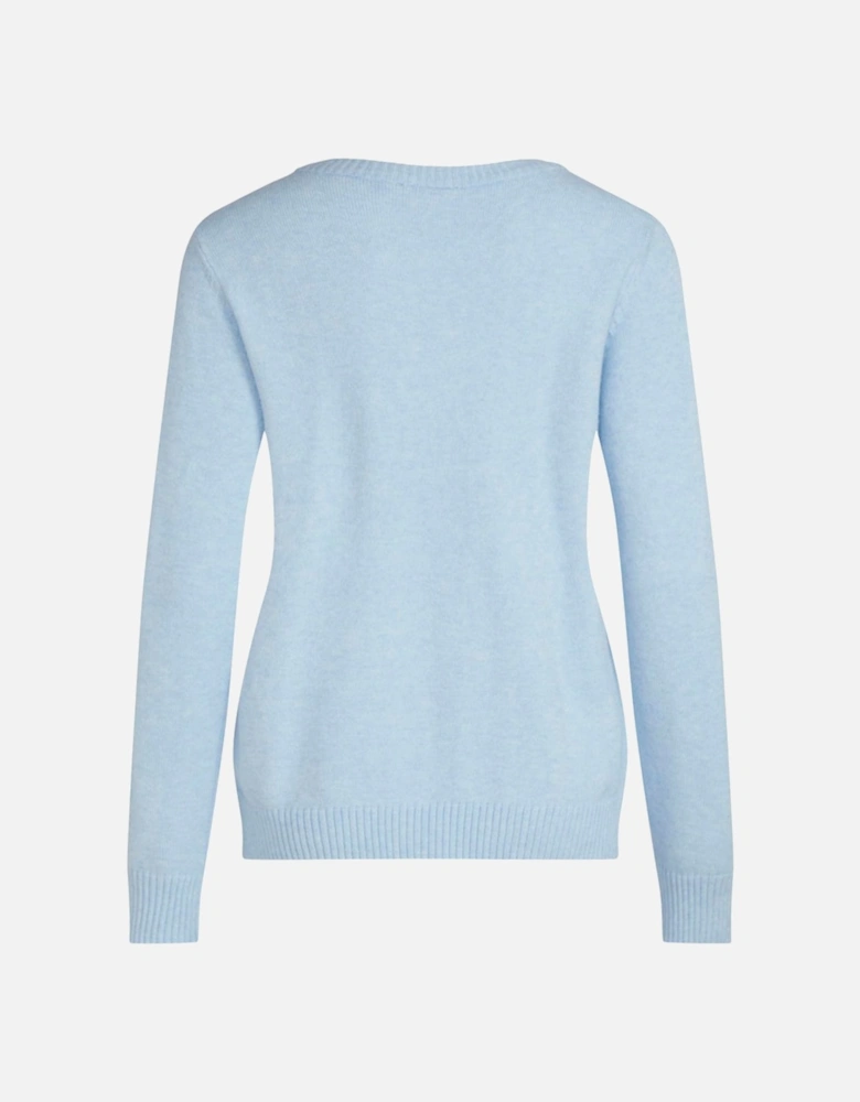 Viril O-Neck Long Sleeve Knit Top Kentucky Blue