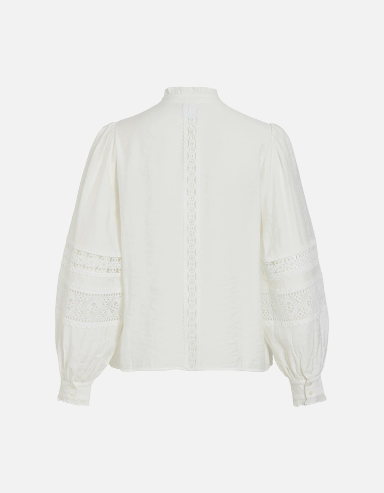 Hariet Long Sleeve China Collar Shirt Cloud Dancer