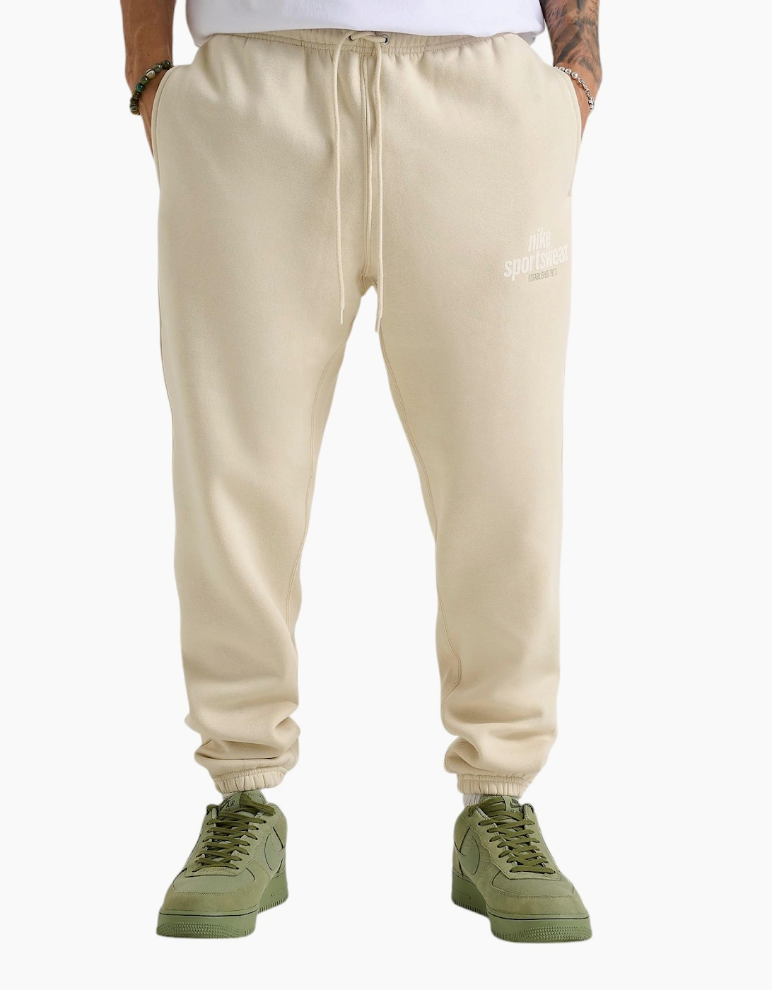 Men's Nike Mens Joggers Club Fleece Sweatpants Casual Retro Sportswear Trousers Bottom - Green - Size: 44/32