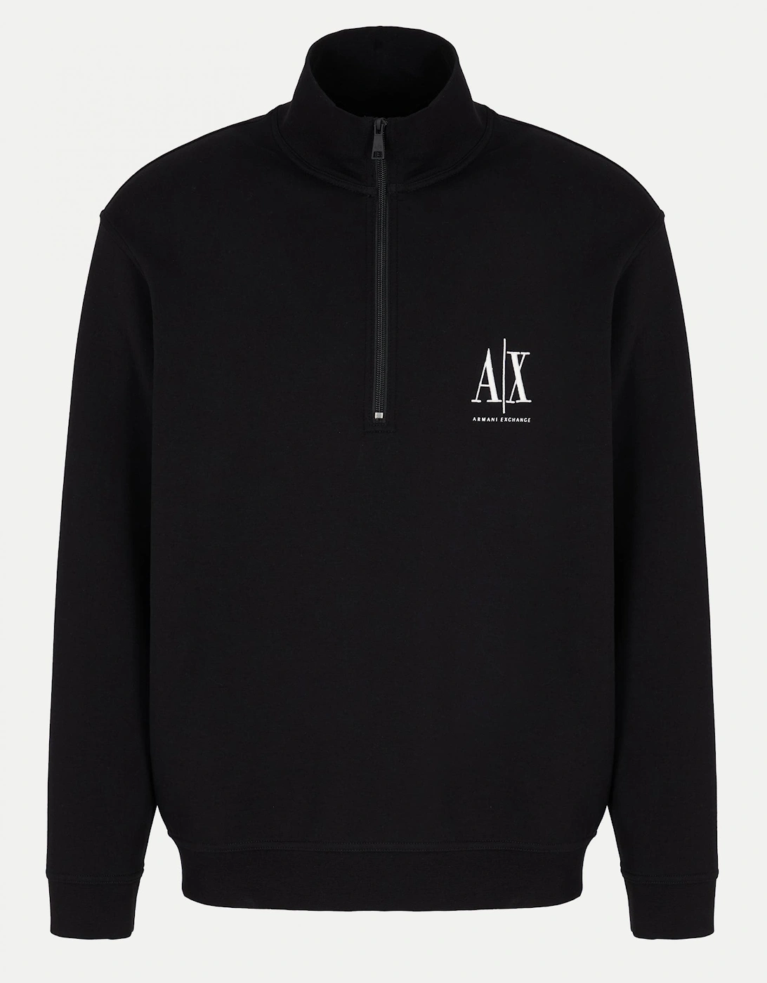 Armani Exchange Men's Black Embroidered A|X Logo 1/4 Zip Sweatshirt - - : 38/Regular M