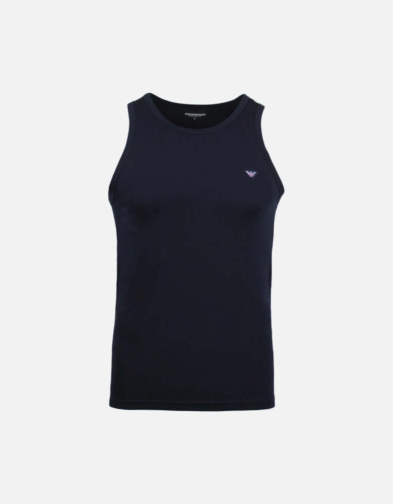 Shiny Logo Organic Cotton Tank Top, Armani Blue