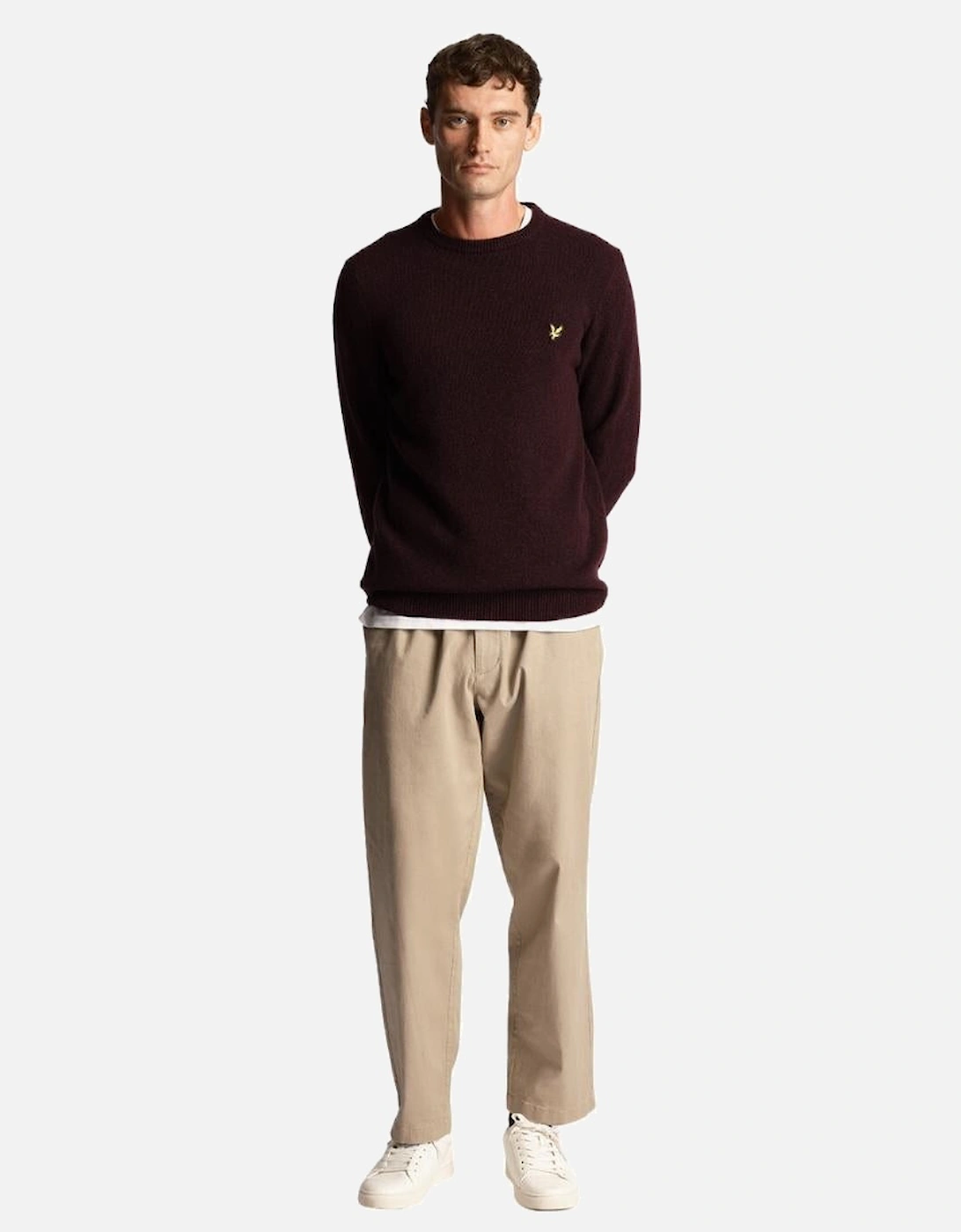 Lyle & Scott Crew Neck Lambswool Burgundy Marl Blend Jumper