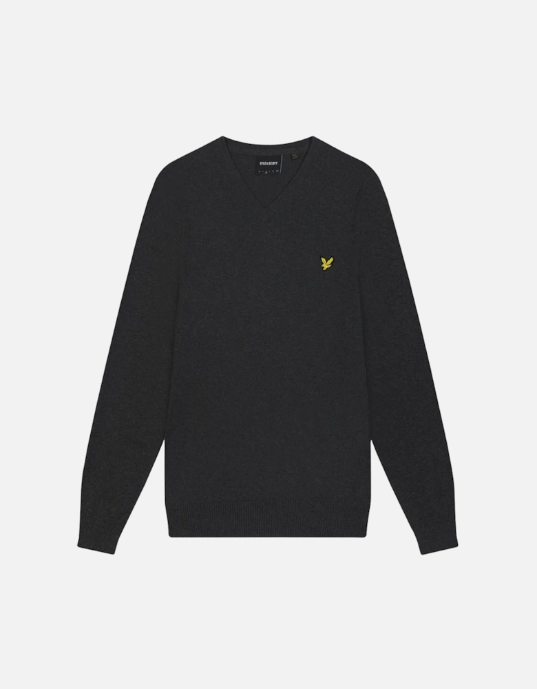 Lyle & Scott Cotton Merino Charcoal Marl V-Neck Jumper