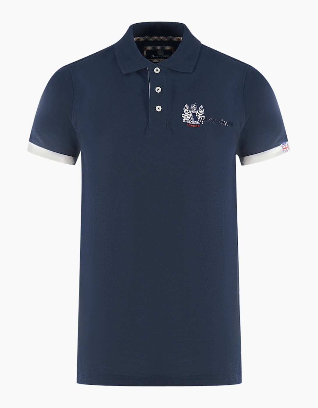 Aquascutum Men's Navy London Aldis Blue Polo Shirt  38 M