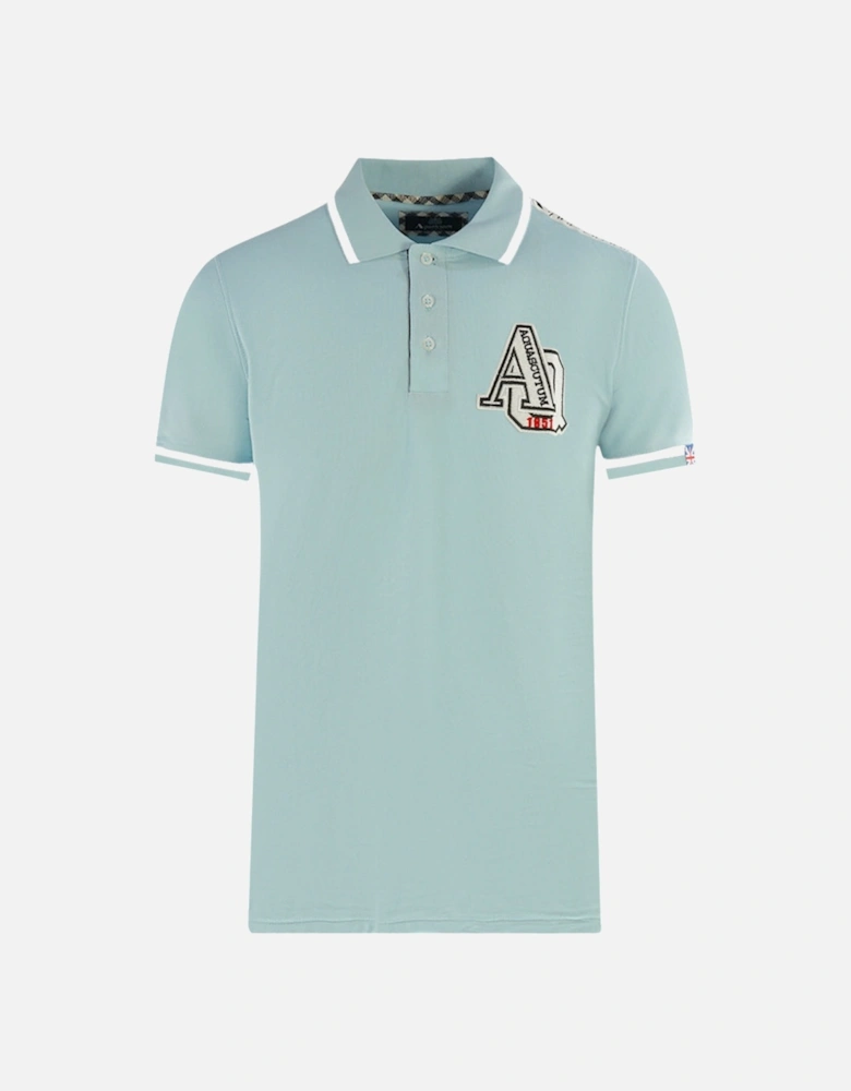 AQ 1851 Embroidered Tipped Light Blue Polo Shirt