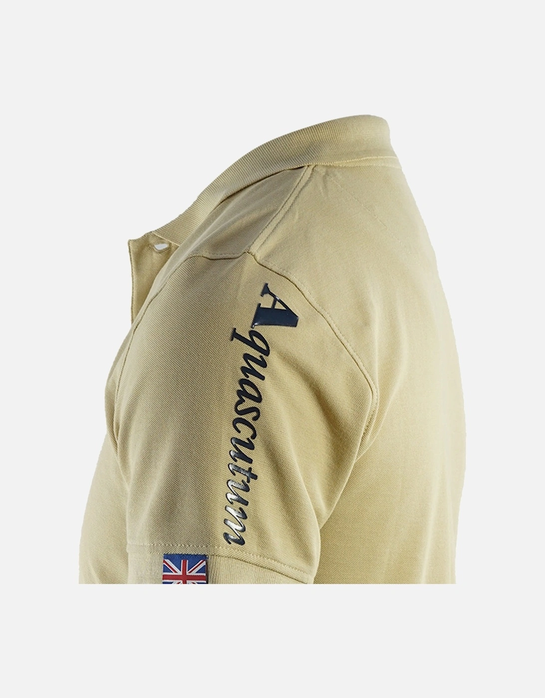 Branded Sleeve Beige Polo Shirt