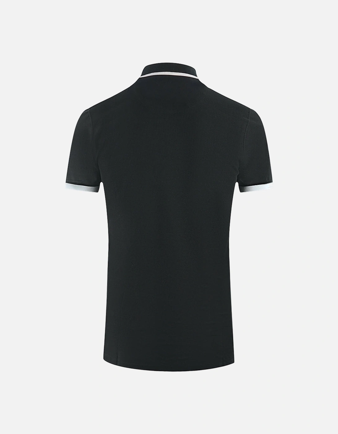 Branded Collar Black Polo Shirt