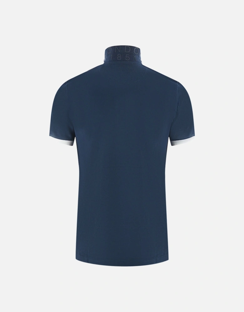 Branded Shoulder Tipped Navy Blue Polo Shirt