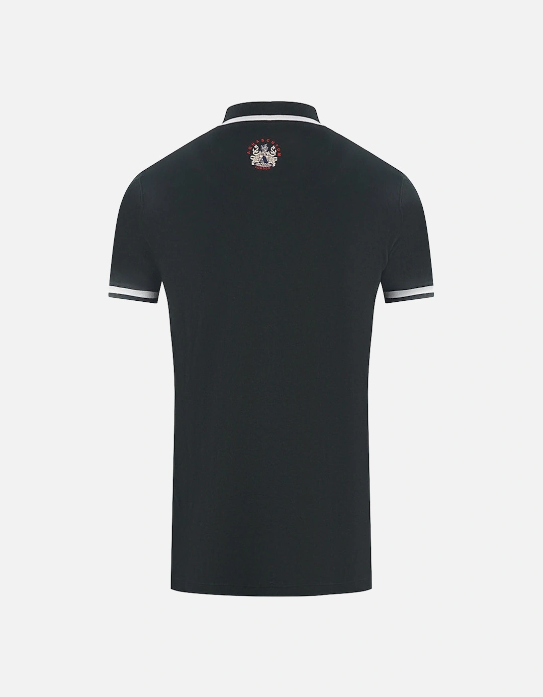 Embossed A Tipped Black Polo Shirt