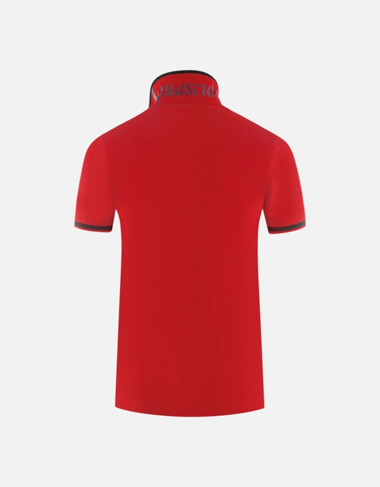 Tipped Aldis Red Polo Shirt