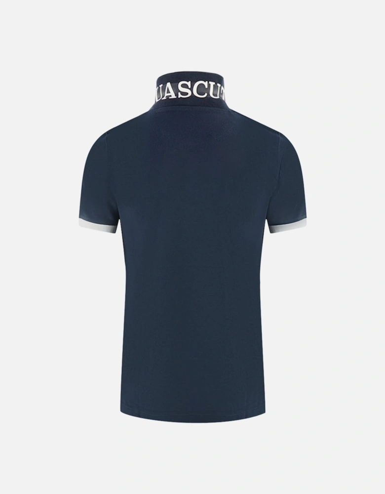 Branded Collar Navy Blue Polo Shirt