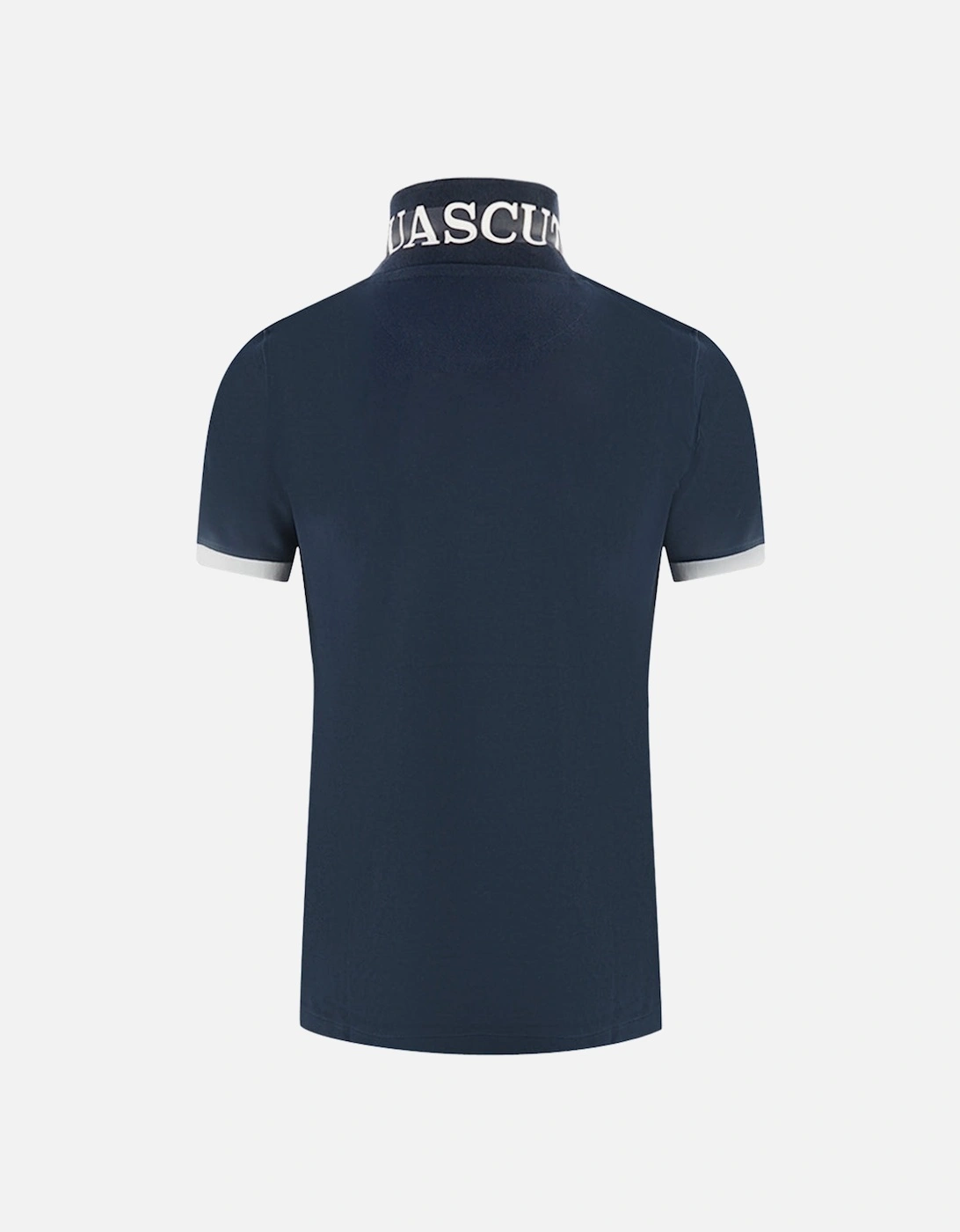 Branded Collar Navy Blue Polo Shirt