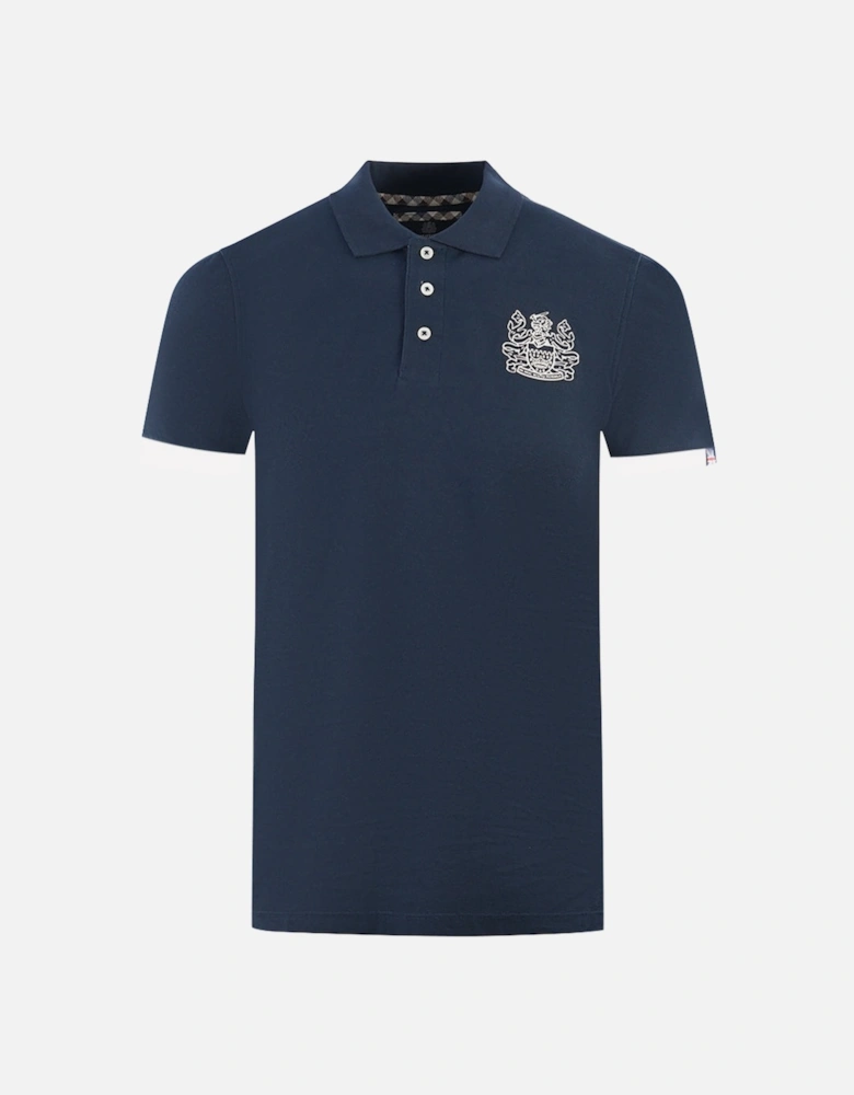 Branded Collar Navy Blue Polo Shirt