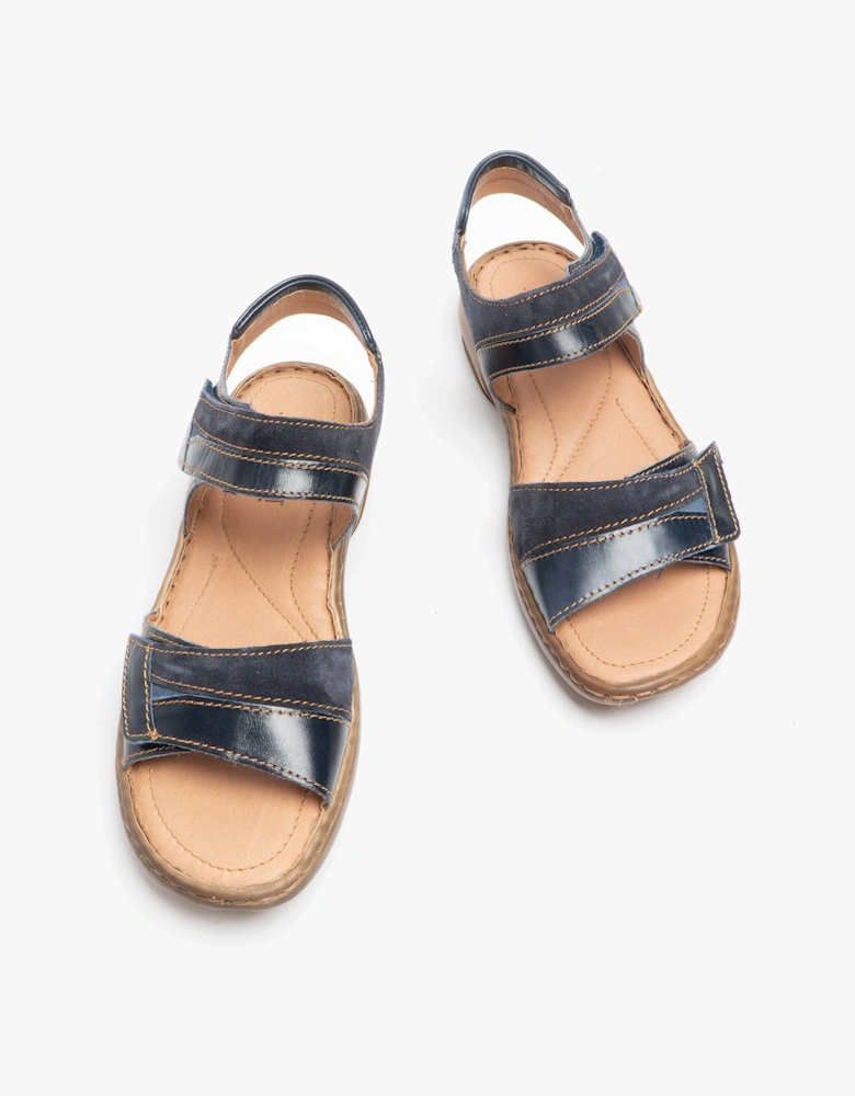 DEBRA 19 Womens Leather Touch Fasten Sandals Denim