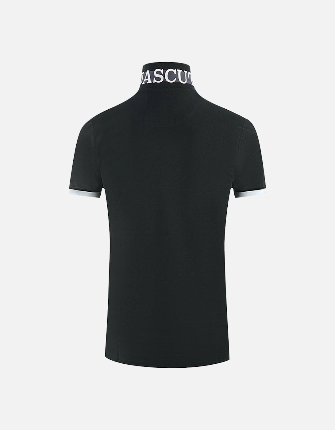 Branded Collar Black Polo Shirt