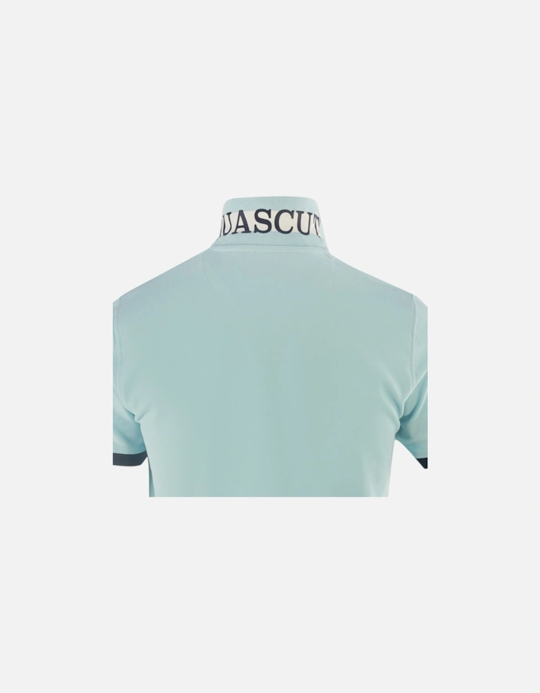 Branded Collar Light Blue Polo Shirt