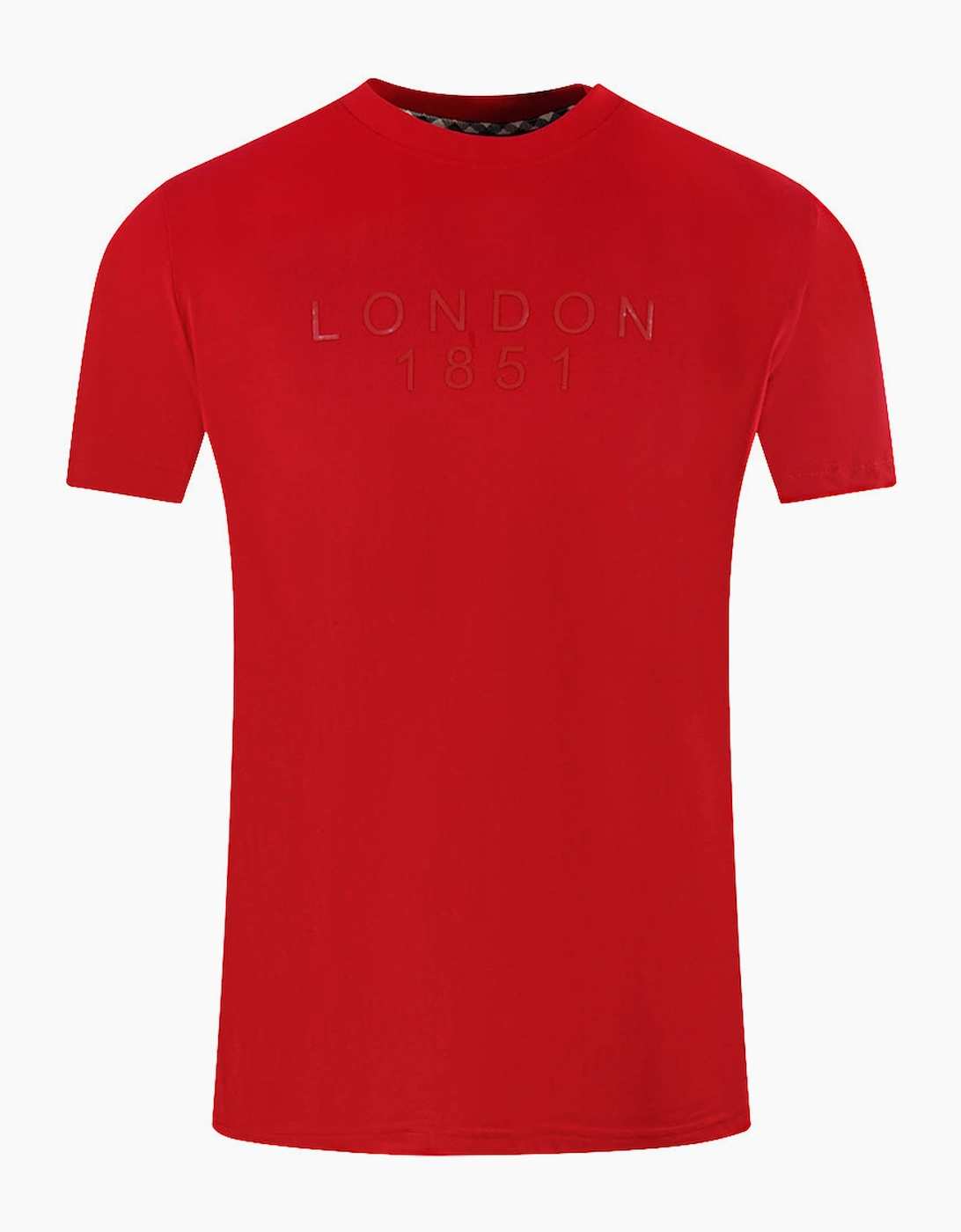 Aquascutum Men's Red/Red London 1851 Tape Logo T-Shirt  40 L