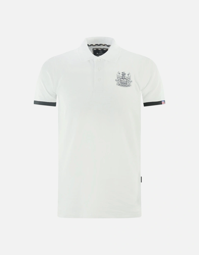 Branded Collar White Polo Shirt