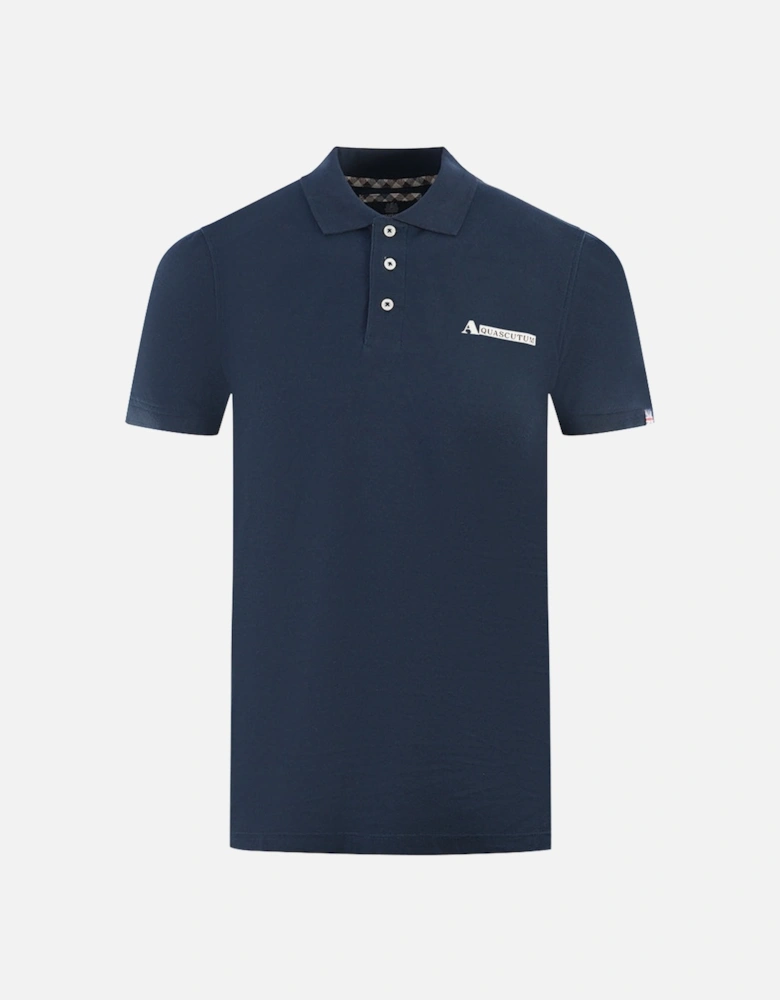 Boxed Logo Navy Blue Polo Shirt