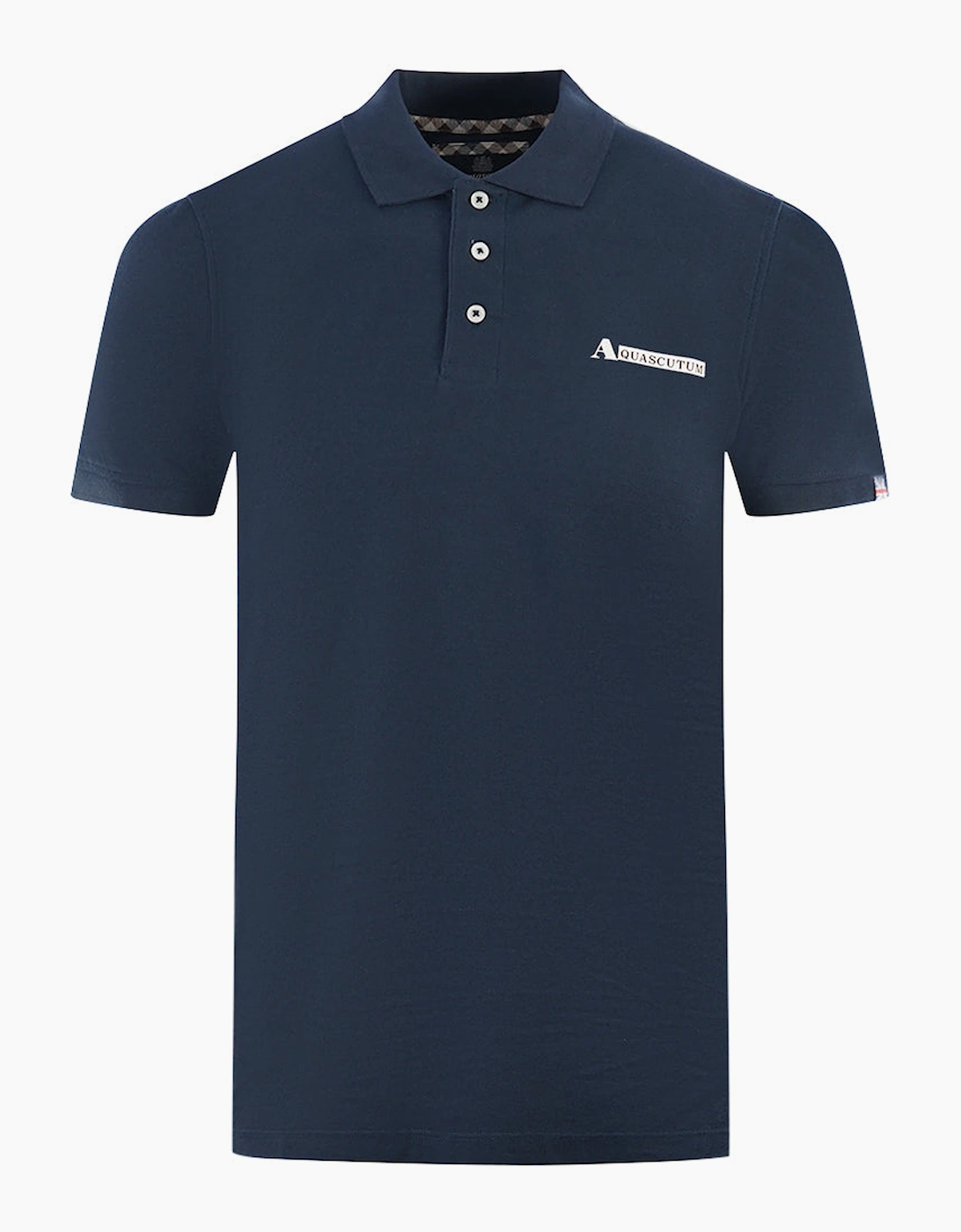 Aquascutum Unisex Navy Boxed Logo Blue Polo Shirt - Size: M