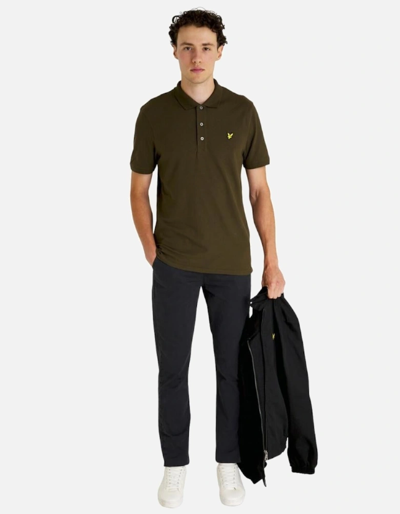 Lyle & Scott Branded Chest Logo Olive Polo Shirt