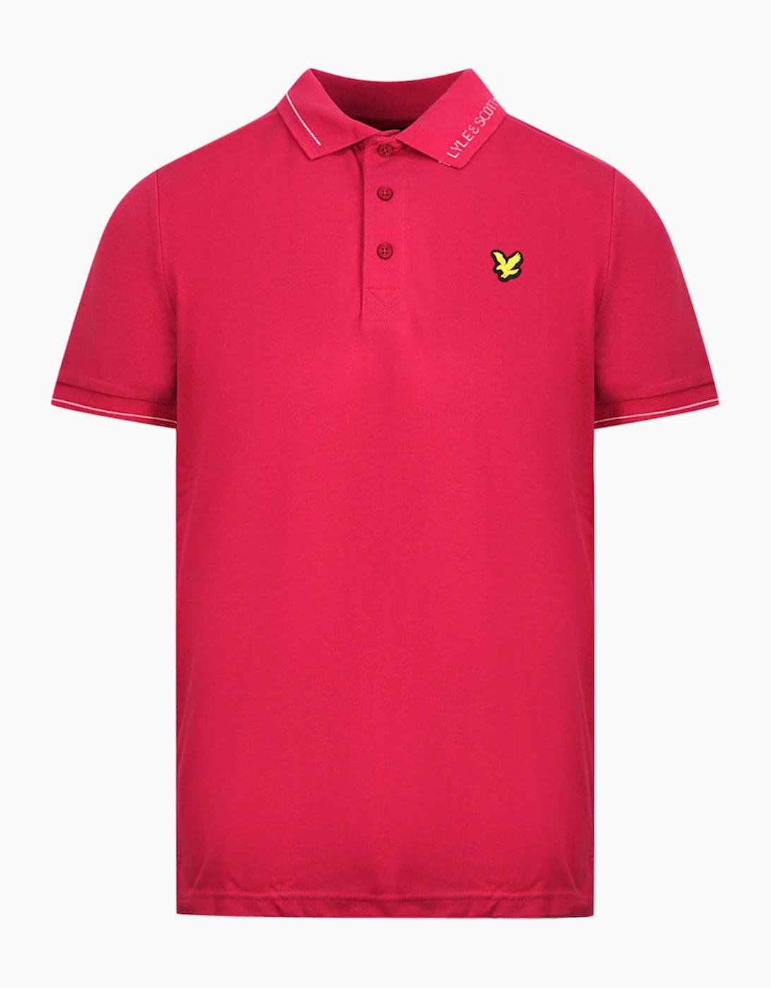 Men's Lyle & Scott Cranberry Branded Collar Polo Shirt - Red - Size: 38