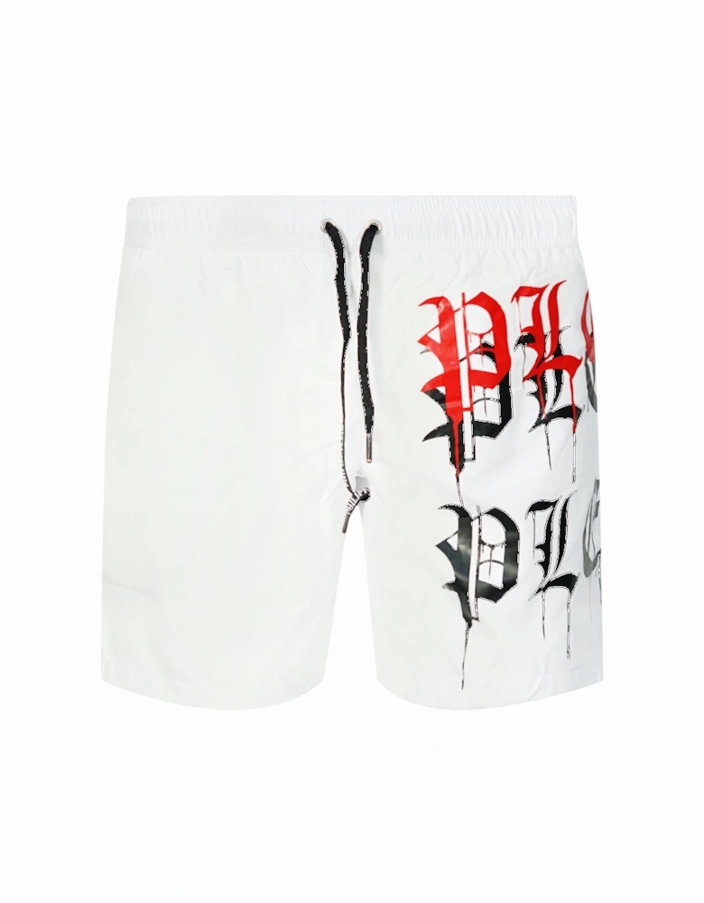 Melting Logos White Swim Shorts