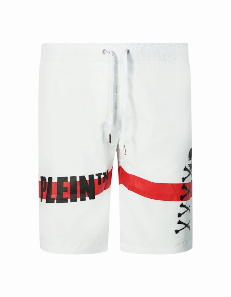 TM Skull And Bones White Swim Shorts