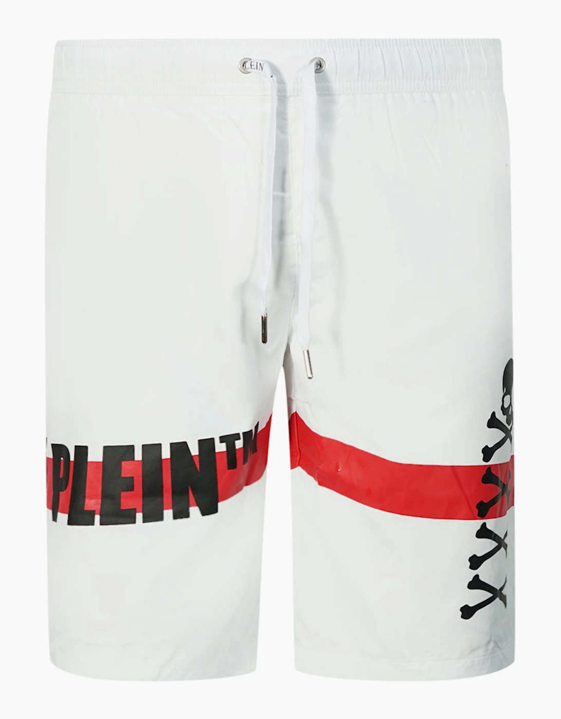 Men's Philipp Plein TM Skull And Bones White Swim Shorts - Size: 37/36/32