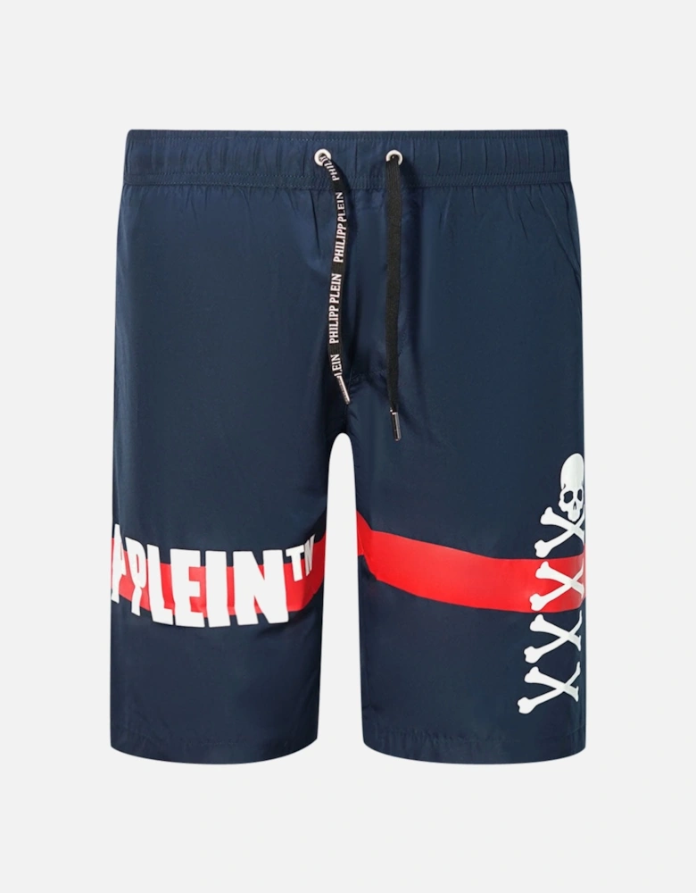 TM Skull And Bones Navy Swim Shorts