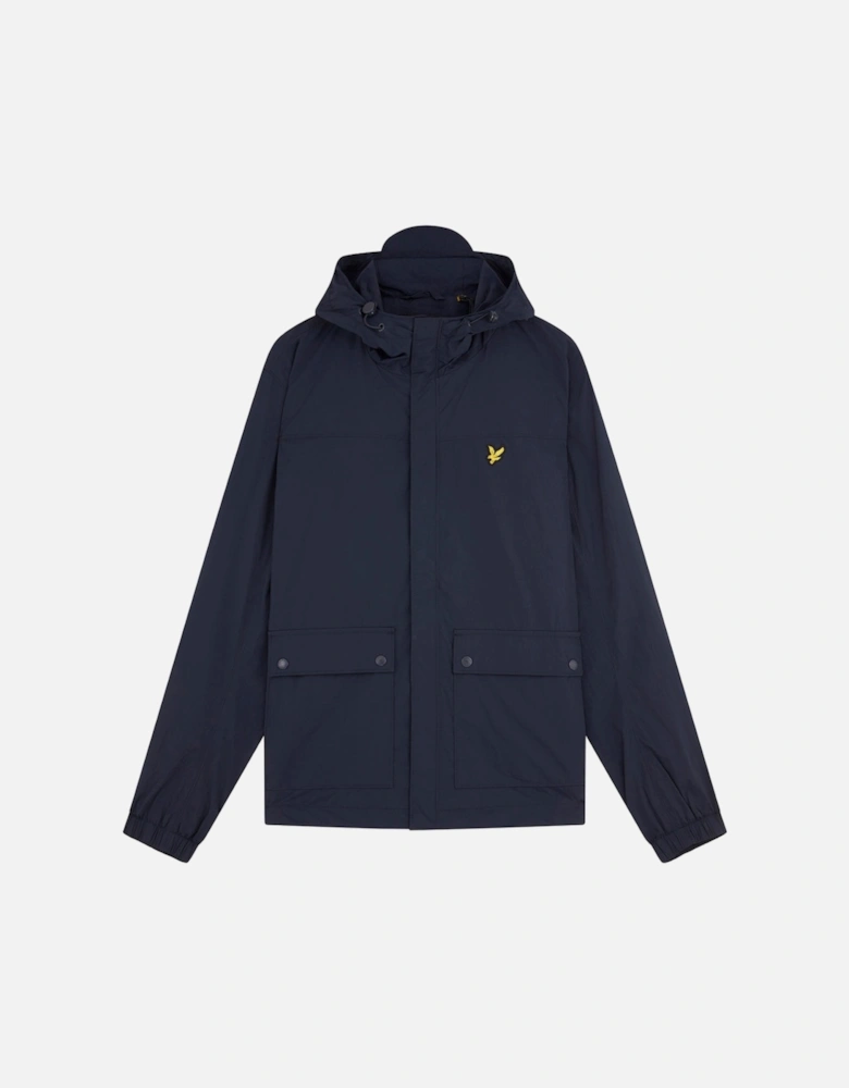 Lyle & Scott Branded Navy Blue Hooded Parka Jacket