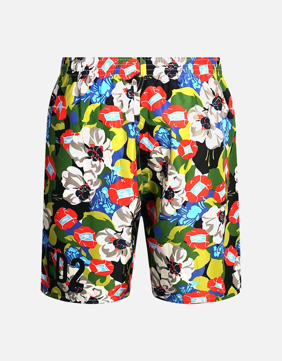 Colourful Floral All Over Design Green Swim Shorts